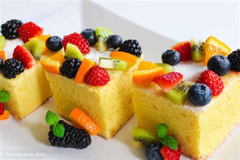 Lemon sponge cake with fresh fruit toppings-so moist and fluffy