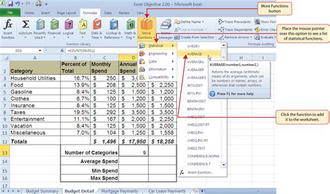 Microsoft Excel Spreadsheet Formulas List inside Statistical Functions — db-excel.com