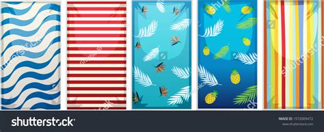 Different Designs Beach Towels Illustration Stock Vector (Royalty Free ...