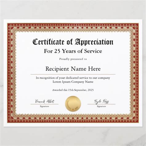 Appreciation Certificate for Years of Service | Zazzle | Certificate of appreciation ...