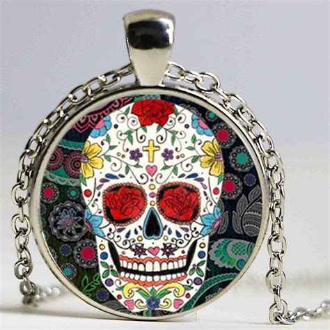 Wholesale Glass Dome Jewelry Skull Necklace Sugar Skull Necklace ...