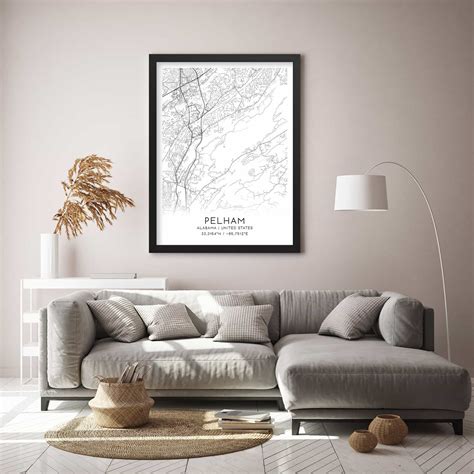 Pelham Alabama Map Poster, Modern Home Decor Wall Art Print - Custom Maps & Posters