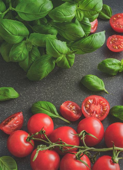 Tomatoes, Basil, Food, Tomato, Free Stock Photo - Public Domain Pictures