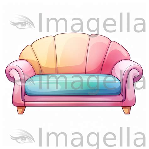 4K Vector Sofa Clipart in Pastel Colors Art Style – IMAGELLA