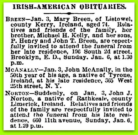 Irish American Weekly Newspaper Obituaries 1800s | Genealogy, Irish ...