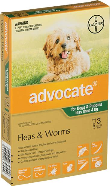 Advocate® Flea and Worm Treatment for Dogs & Puppies less than 4kg, 3 pack - Te Aroha Veterinary ...