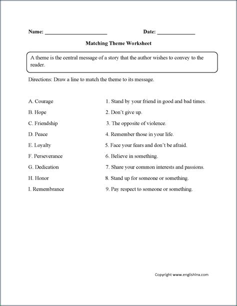 5th Grade Finding Theme Worksheets Worksheet : Resume Examples