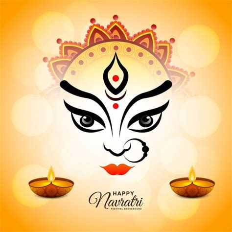 Navratri Durga Puja Vector PNG Images, Illustration Of Goddess Durga Face Celebration Happy ...