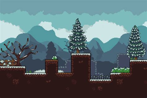 2D Pixel Art Platformer | Biome - Snowy Tundra | 2D 주변환경 | Unity Asset ...