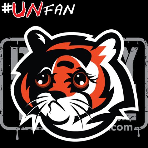 an orange and black tiger face with the word un fan on it