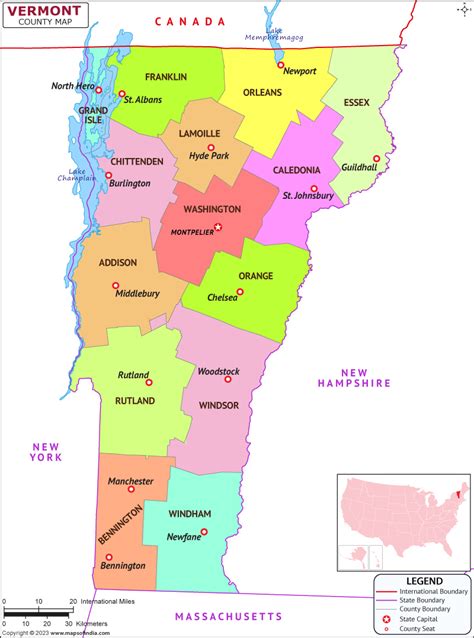 Vermont Map | Map of Vermont (VT) State With County