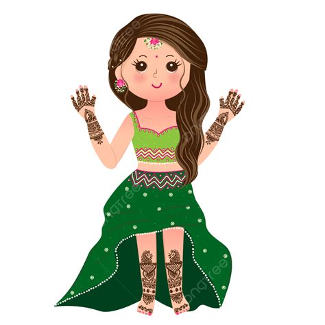 Indian Bride For Mehndi Cute Girl In Mehandi Outfit Dress With Henna Hands, Mehndi Bride, Indian ...