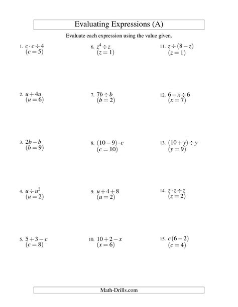 Simplifying Algebraic Expressions Worksheets