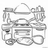 Bright Kitchen With Cooking Utensils Coloring Page 7281 5795 sketch template