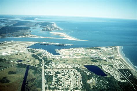 An aerial view of Naval Station Mayport looking north. Two aircraft ...