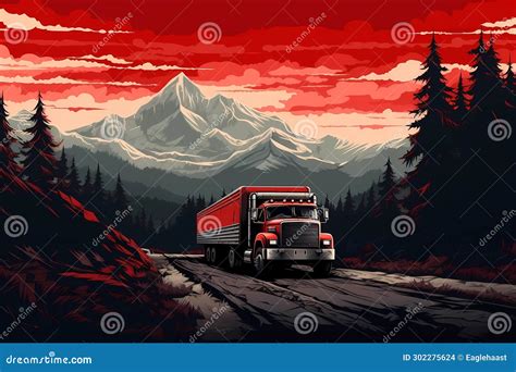 Car Truck, Dump Truck, Trucking, Transportation Car in Landscape, Background Stock Illustration ...