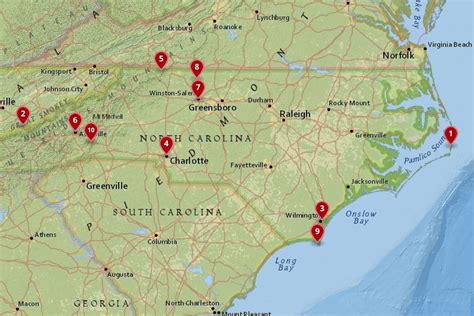 North Carolina Attractions Map