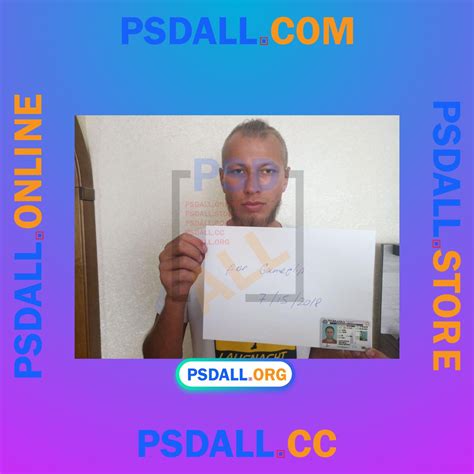 Id Card Selfie With A4 Paper Psd Template (Male) - psdall.org