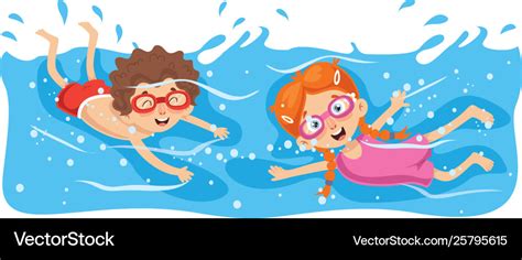 Kid swimming Royalty Free Vector Image - VectorStock