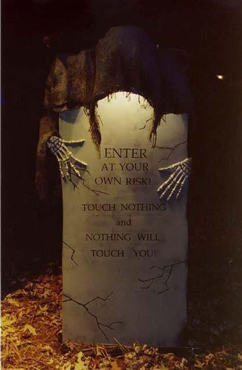 an image of a creepy tombstone with the caption'enter own bliss touch nothing, nothing will ...