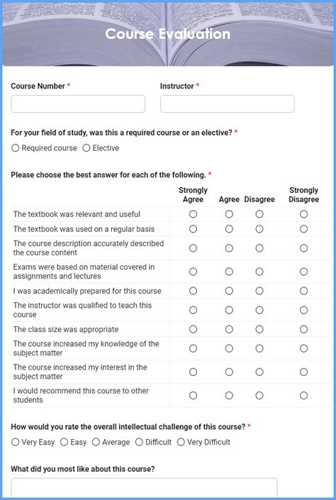 Course Evaluation Form Template | Formsite