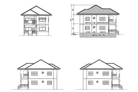 Elevation drawing of house design in autocad - Cadbull