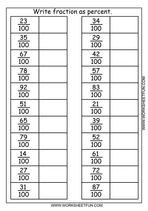 Write fraction as percent – 3 Worksheets / FREE Printable Worksheets – Worksheetfun