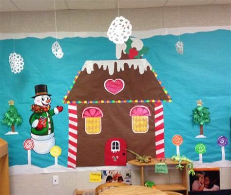 Gingerbread house bulletin board idea. | Christmas classroom, Christmas bulletin, Christmas ...