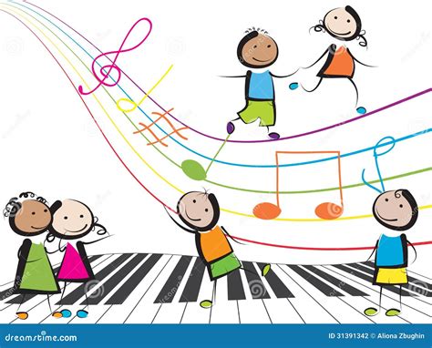 Music Kids Vector Cartoon Characters Set Of Children Singing Or Playing ...