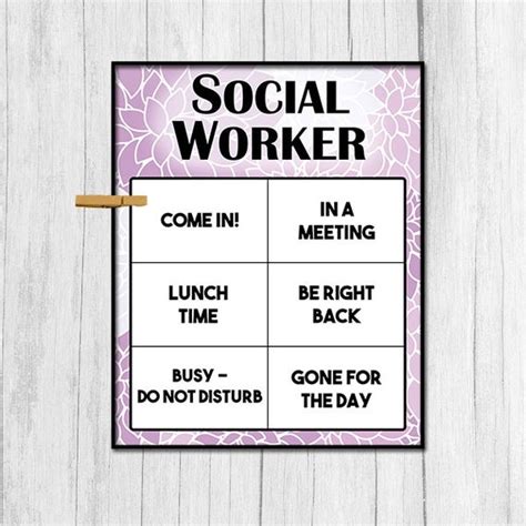 Social Worker Door Sign Digital Download Social Worker Gift