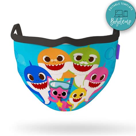 Printable Baby Shark Face Mask Digital File Instant Download | Bobotemp