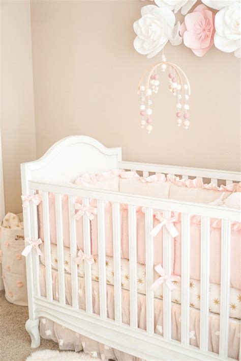 Pottery Barn Crib and Pink + Ivory decor... | Baby girl nursery room, Pottery barn crib, Girl ...