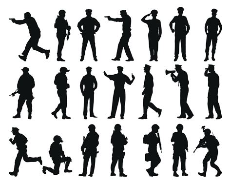 Set police silhouette vector illustration. 21867404 Vector Art at Vecteezy