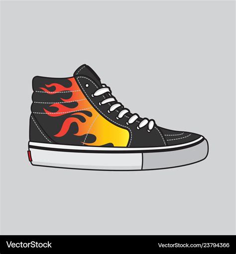 Fire motif sneakers design Royalty Free Vector Image