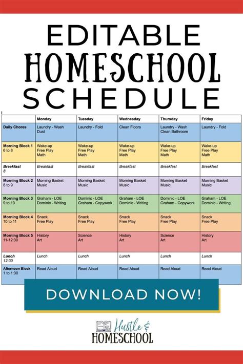 Free Printable Homeschool Schedule Template