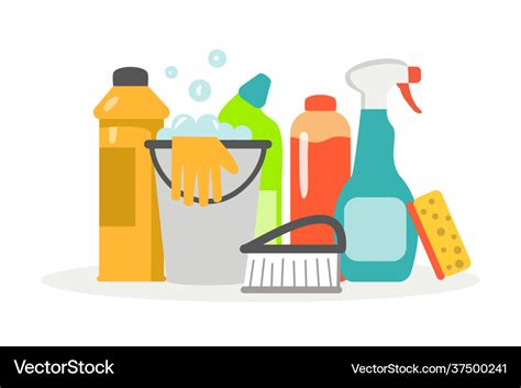 Cleaning supplies service with various Royalty Free Vector