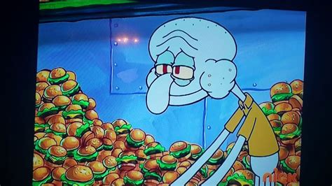 Squidward eats hole bunch of krabby patties - YouTube