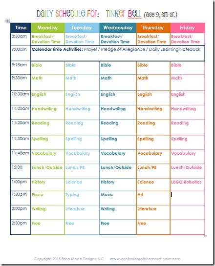 3rd Grade Daily Homeschool Schedule - Confessions of a Homeschooler