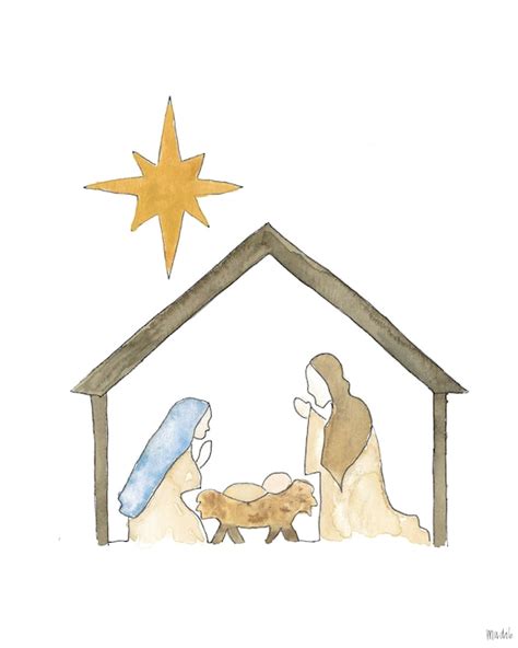 Watercolor Christmas Nativity Scene digital download | Etsy