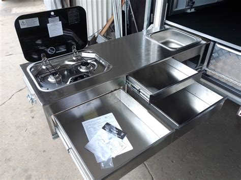 Custom built kitchens for your camper trailer using stainless steel and quality Australian made ...