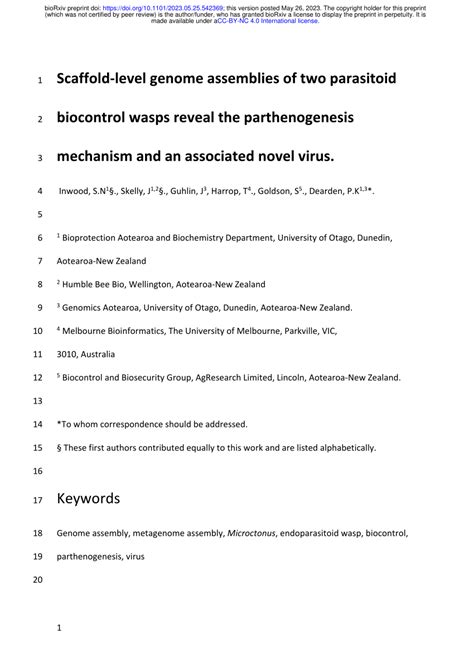 (PDF) Scaffold-level genome assemblies of two parasitoid biocontrol ...