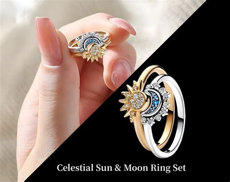 Celestial Pandora Sun & Moon Ring Set S925 Sterling Silver Ring ...