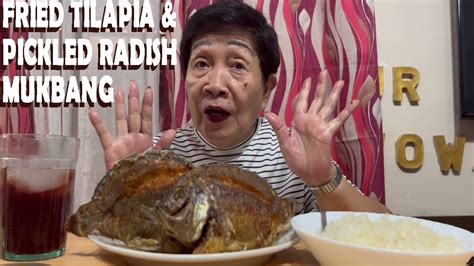FRIED TILAPIA FISH & PICKLED RADISH ( ATSARANG LABANOS ) MUKBANG - YouTube