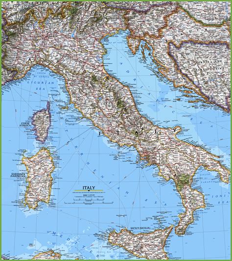 Large detailed map of Italy with cities and towns