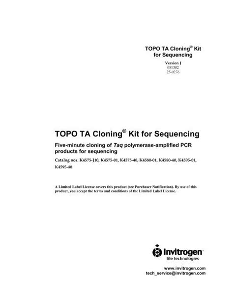 TOPO TA Cloning Kit for Sequencing