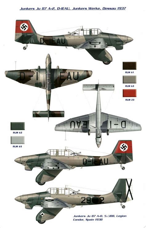 Asisbiz Junkers Ju 87A Stuka VJ88 (29x2) Condor Legion Spain 1938 camouflage color profile 0B