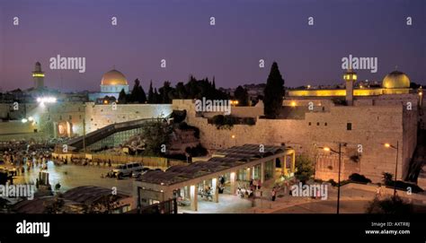 Jerusalem, Israel. A Panoramic night view of the Western Wall and the ...