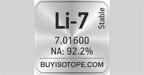 Li-7 Isotope, Enriched Li-7, Li-7 Metal, Li-7 Hydroxide, Li-7 Price