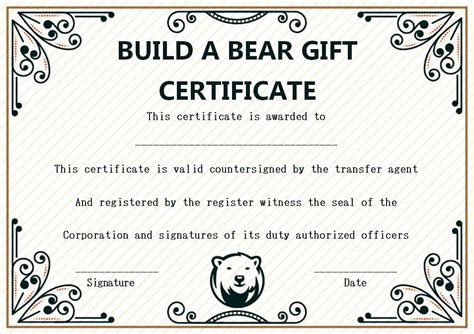 Build A Bear Certificate Template