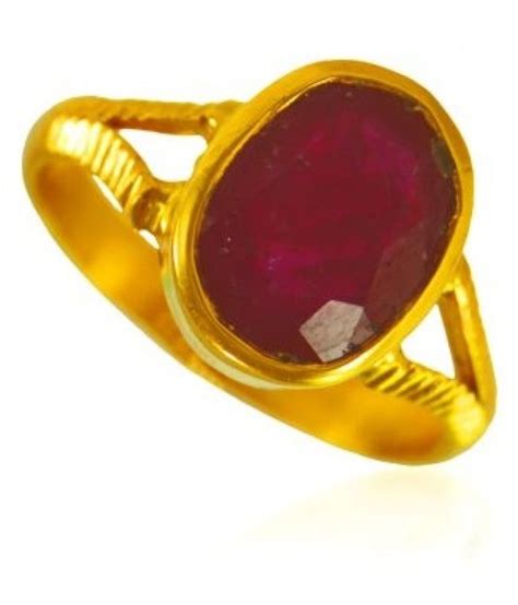 Ruby(Manik) Ring 9 Ratti 100% Original Gold Plated Ruby(Manik) Stone byKUNDLI GEMS: Buy Ruby ...